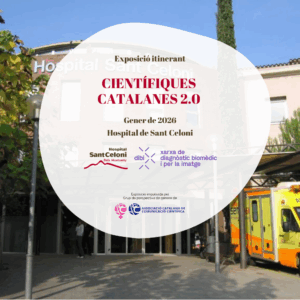 Exposició itinerant Científiques Catalanes 2.0 al Hospital de Sant Celoni, gener 2026, amb logotips d'institucions col·laboradores