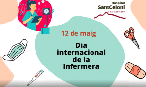 Cartell del Dia Internacional de la Infermera del 12 de maig de l'Hospital Sant Celoni amb il·lustracions mèdiques