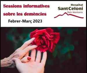 Sessions informatives sobre demències a l'Hospital Sant Celoni, febrer-març 2023, imatge de mans oferint rosa roja
