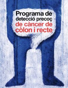 Programa de detecció precoç de càncer de còlon i recte - silueta humana en blau amb text informatiu sobre salut