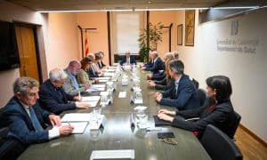 Reunió de treball al Departament de Salut de la Generalitat de Catalunya amb diversos professionals al voltant d'una taula